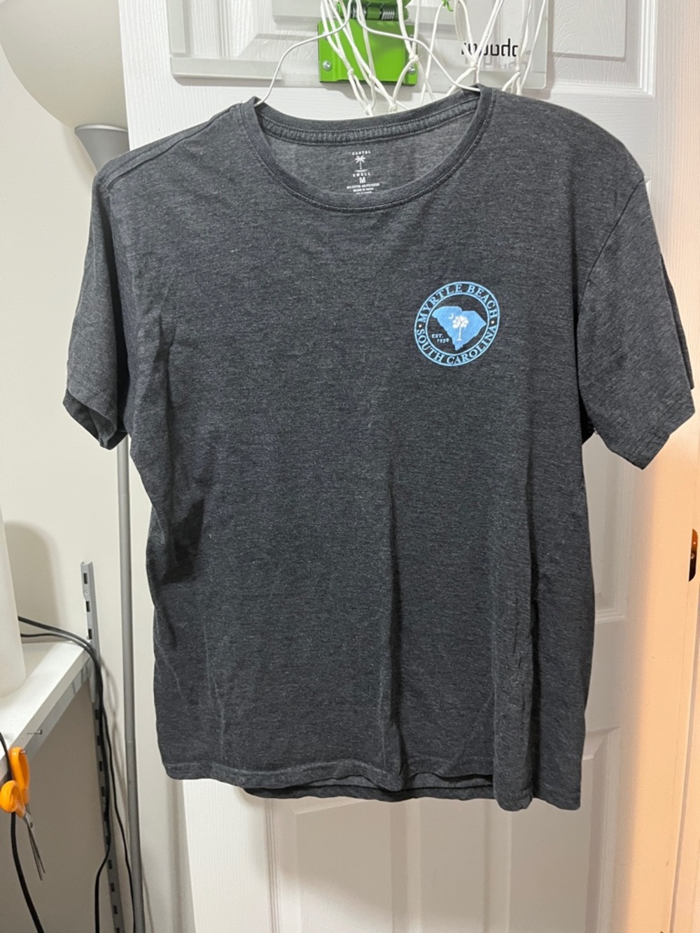 Gray Graphic Tee with Blue Palm Logo